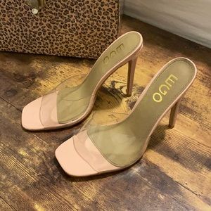 Size 7 (5 uk) open toe clear/peach heels